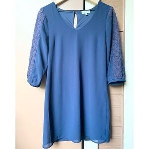 Emerald Sundae Navy Lace Mini Shirt Dress Small